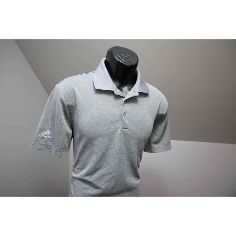 Adidas Golf Polo PrimeGreen Gray Short Sleeve Athletic Golf Shirt Mens Sz Medium